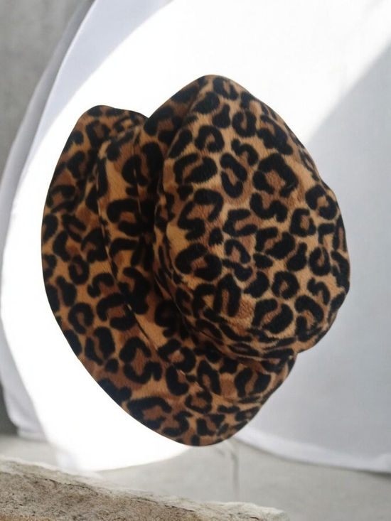 Accessories - Leopard Print Bucket Hat - Brown & Black